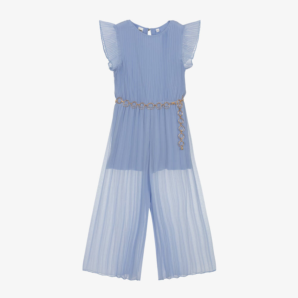 iDO Junior-Girls Blue Pleated Jumpsuit  | Childrensalon Outlet