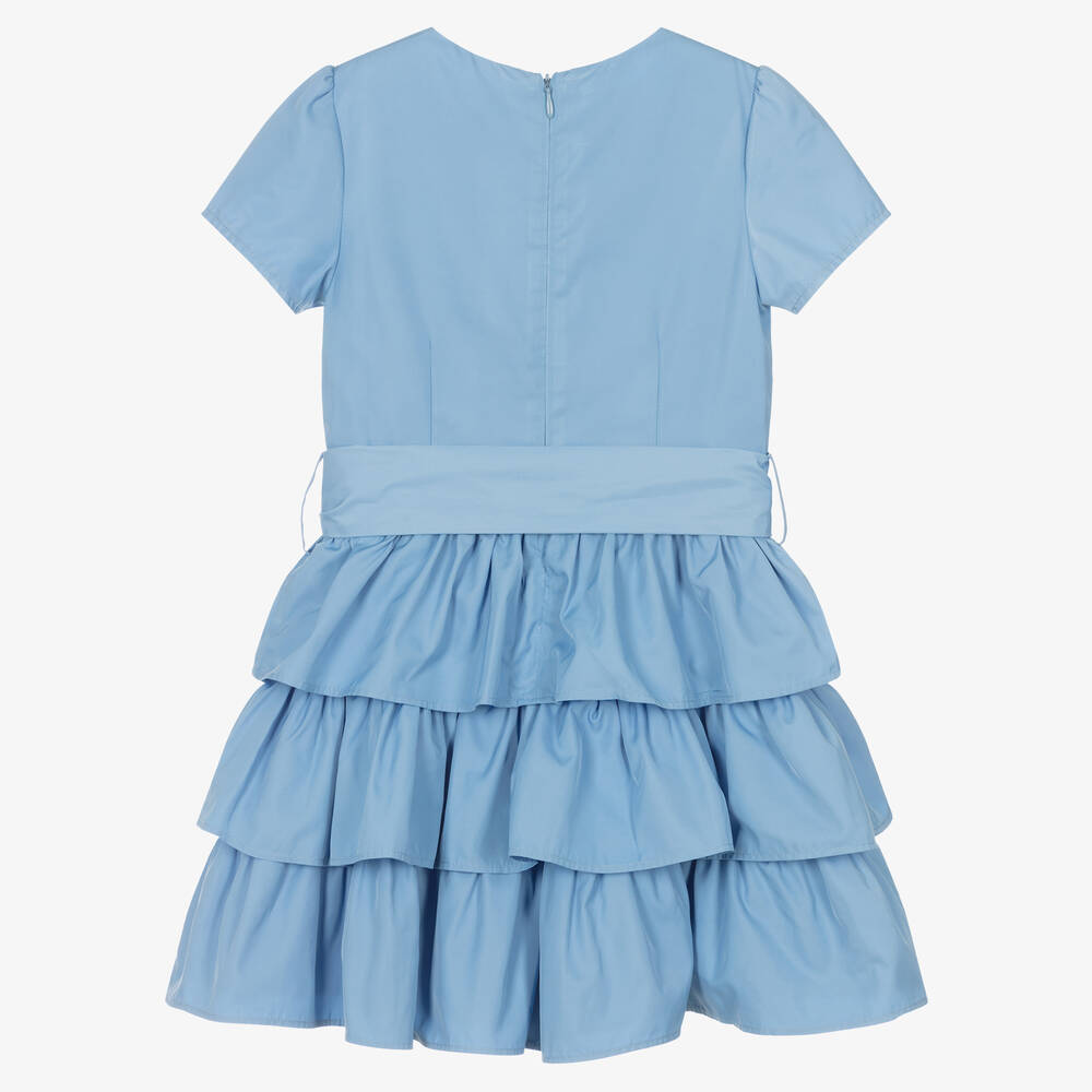 iDO Junior-Girls Blue Ruffle Dress | Childrensalon Outlet