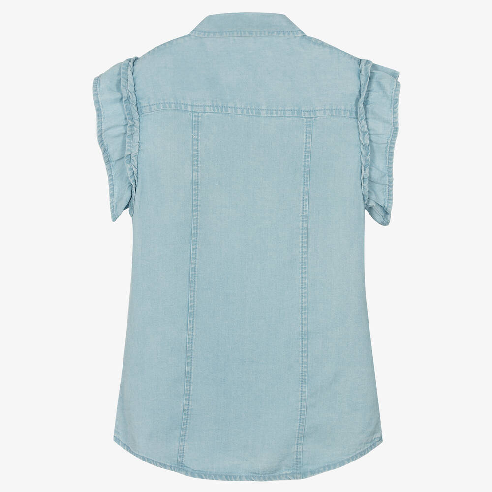 Ruffle chambray top deals