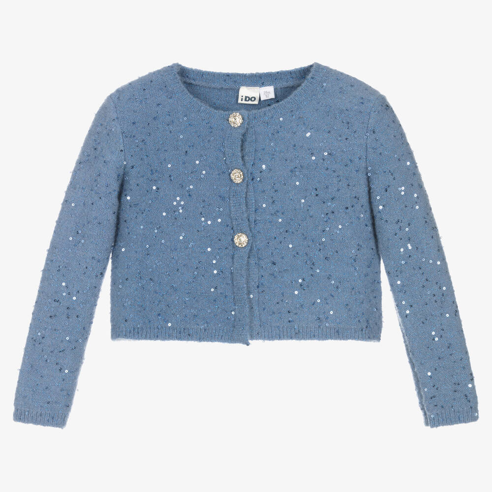 iDO Baby - Blaue Strickjacke mit Pailletten | Childrensalon