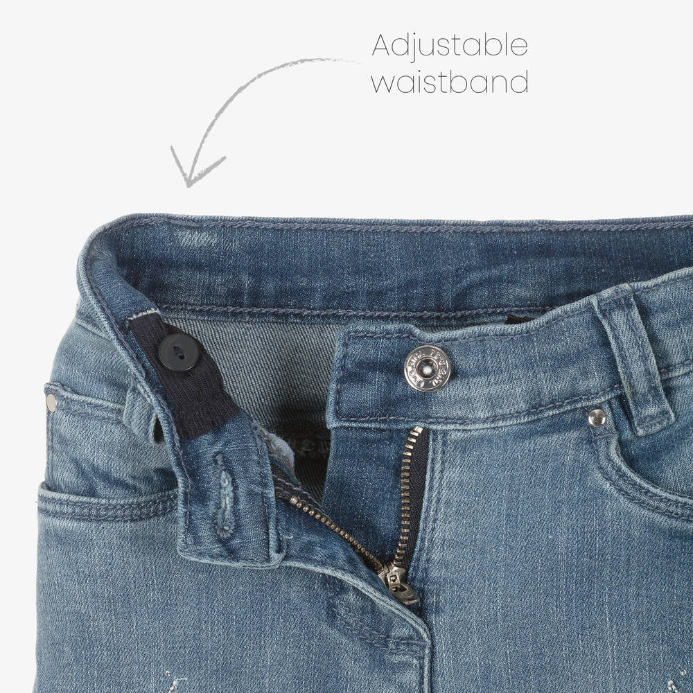 iDO Baby-جينز سليم- فيت قطن دنيم لون أزرق للبنات | Childrensalon Outlet