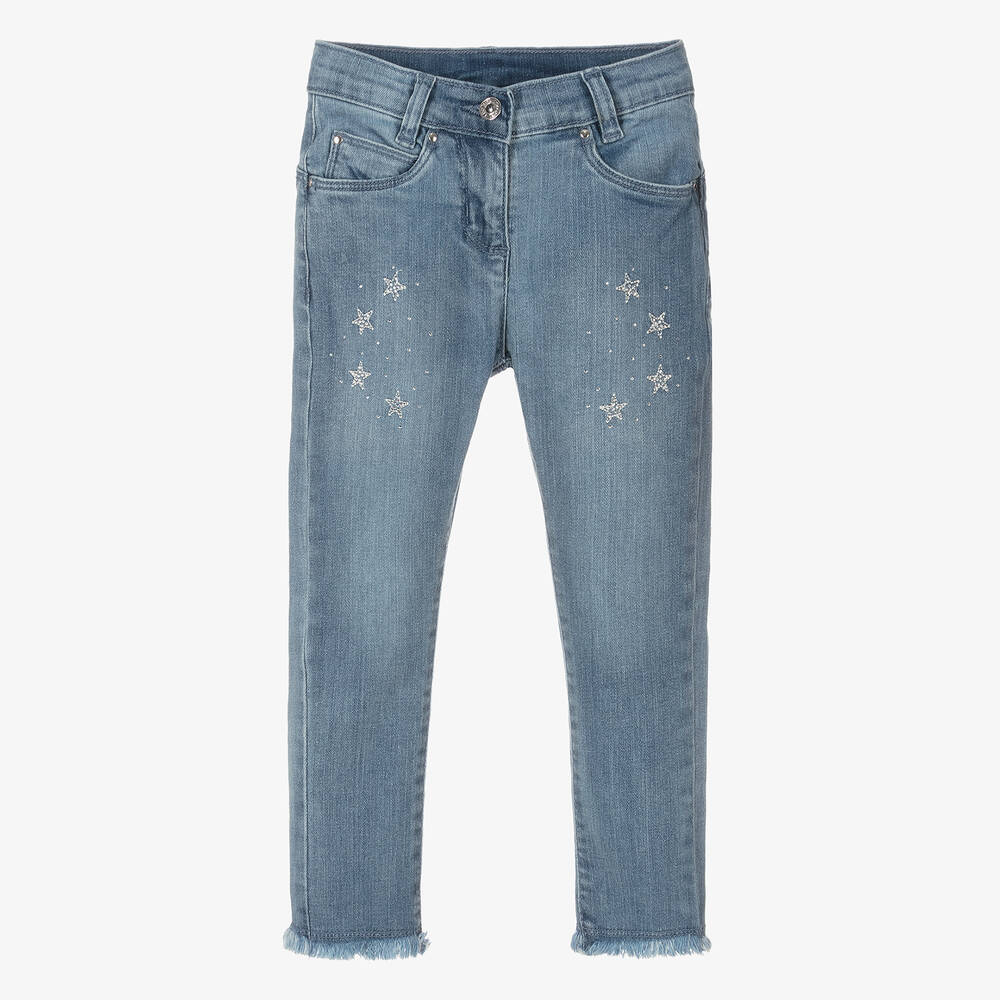 iDO Baby-جينز سليم- فيت قطن دنيم لون أزرق للبنات | Childrensalon Outlet