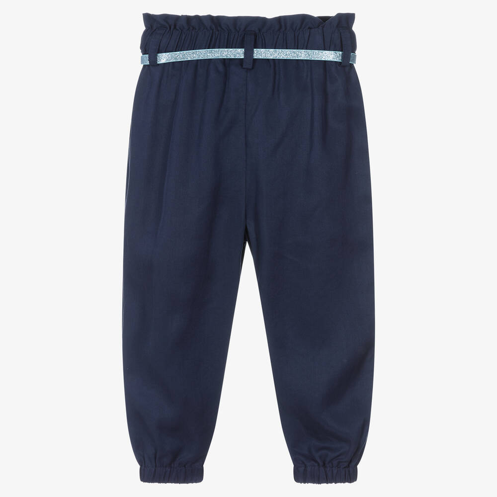 iDO Baby-Girls Blue Tapered Trousers | Childrensalon Outlet