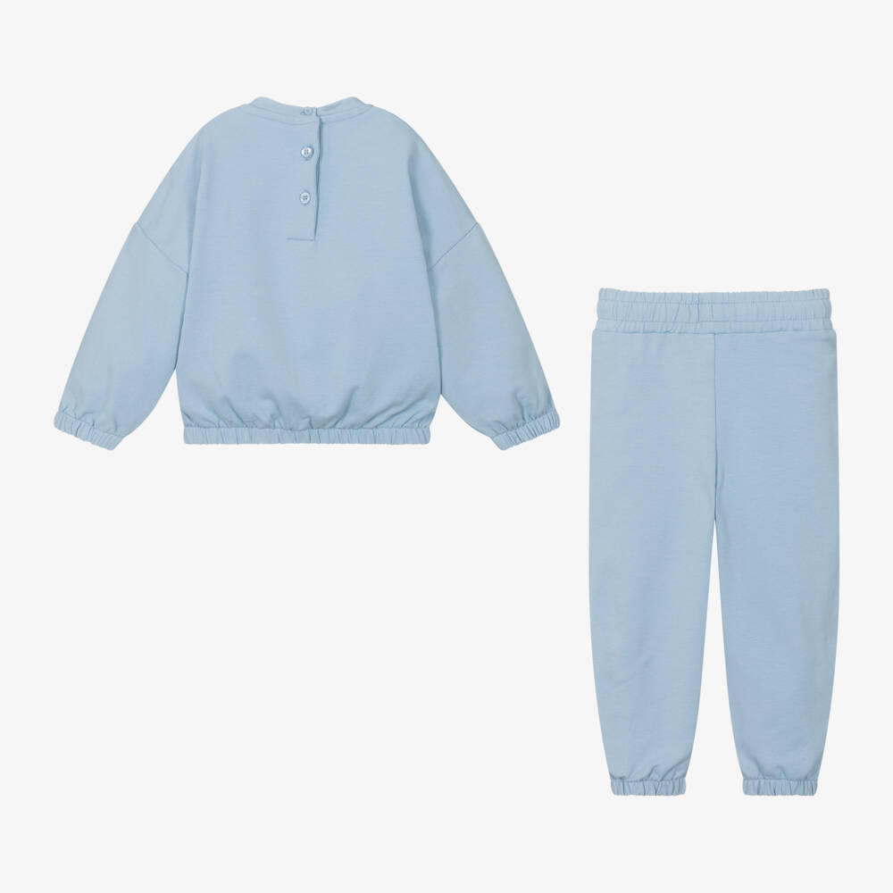iDO Baby-Girls Blue Teddy Print Tracksuit | Childrensalon Outlet