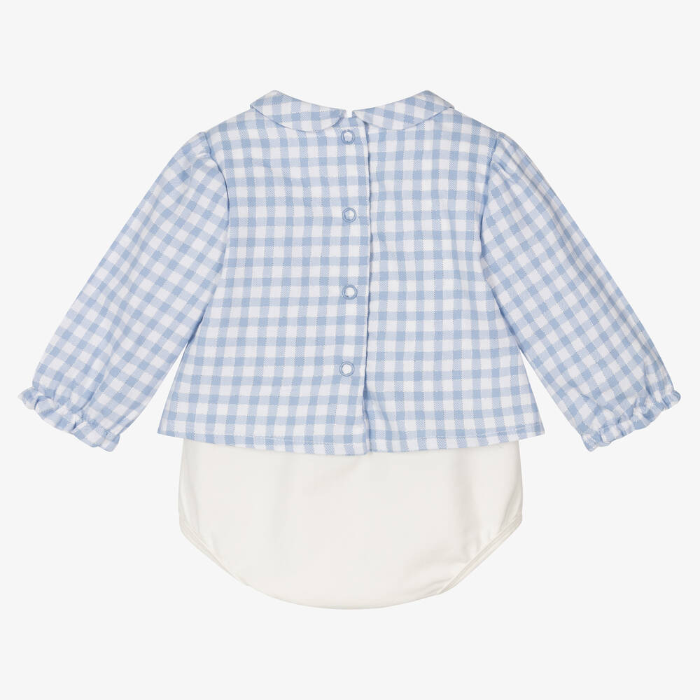 iDO Mini-بودي سوت قطن جيرسي لون أزرق وأبيض للمولودات | Childrensalon Outlet