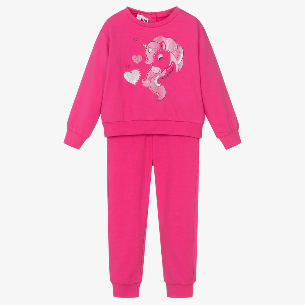 iDO Baby - Girls Bright Pink Unicorn Tracksuit | Childrensalon