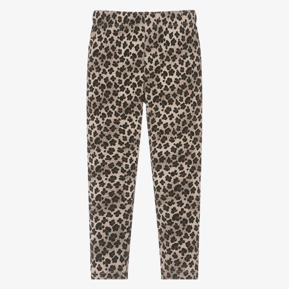 iDO-Girls Brown Cotton Leopard Print Leggings | Childrensalon Outlet