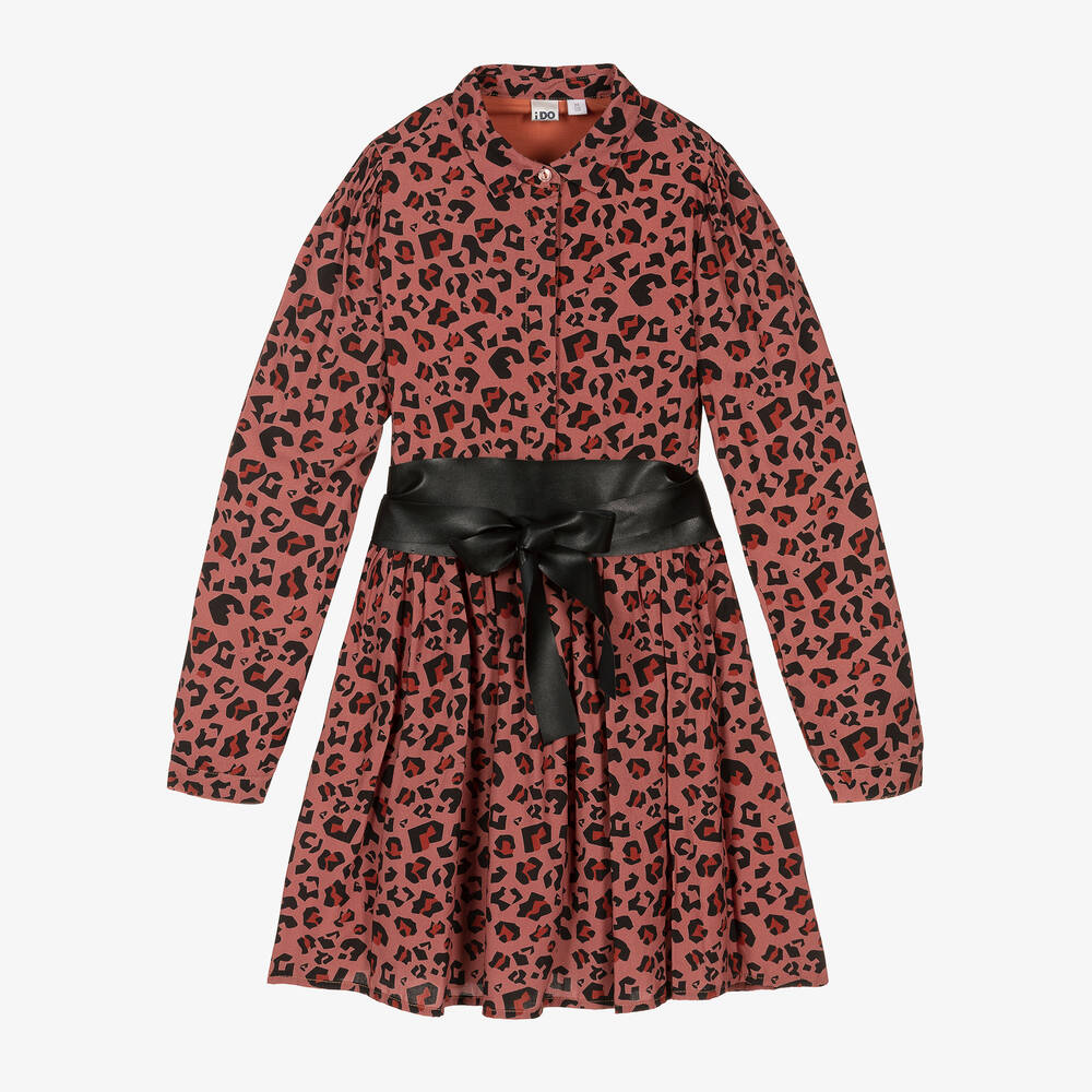 iDO Junior-Girls Brown Leopard Dress | Childrensalon Outlet