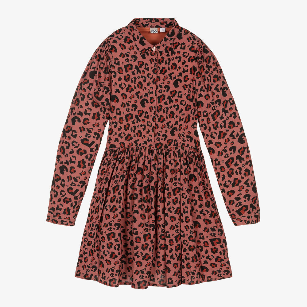 iDO Junior-Girls Brown Leopard Dress | Childrensalon Outlet