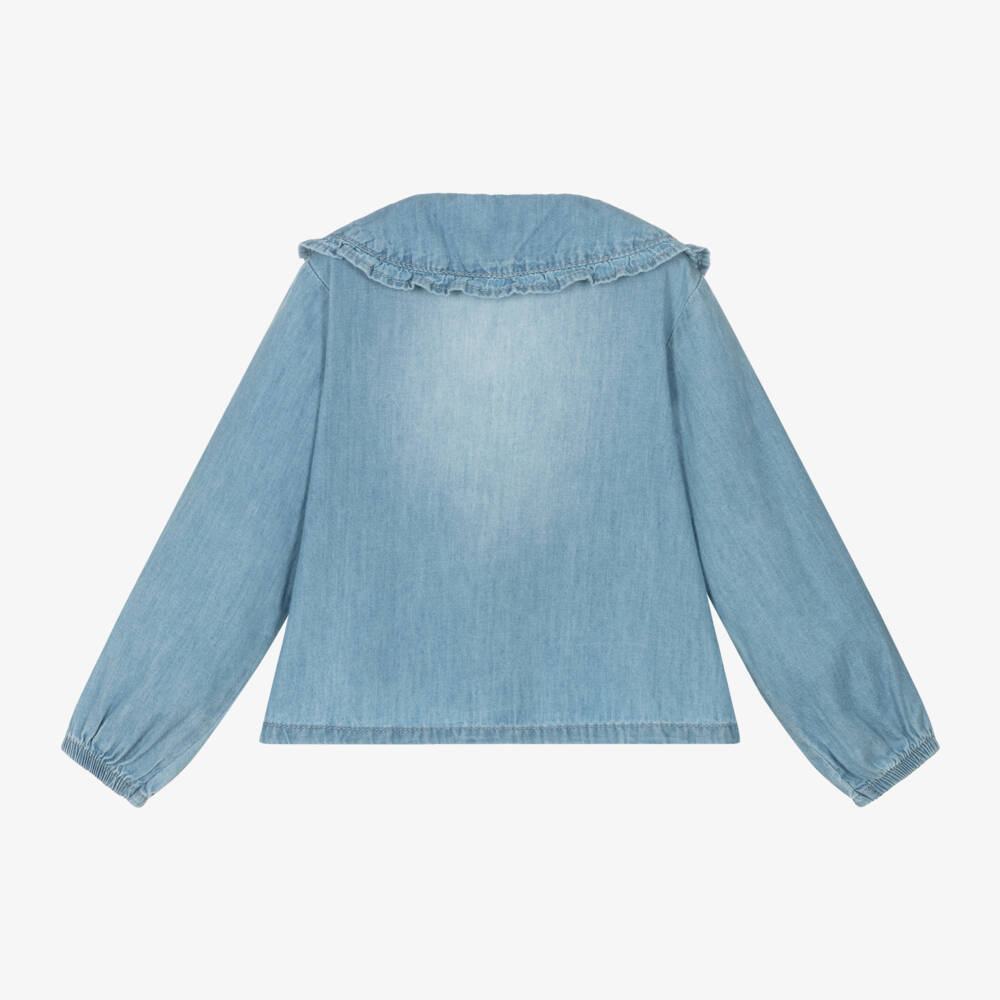 iDO Baby-Girls Chambray Top in Soft Blue | Childrensalon Outlet