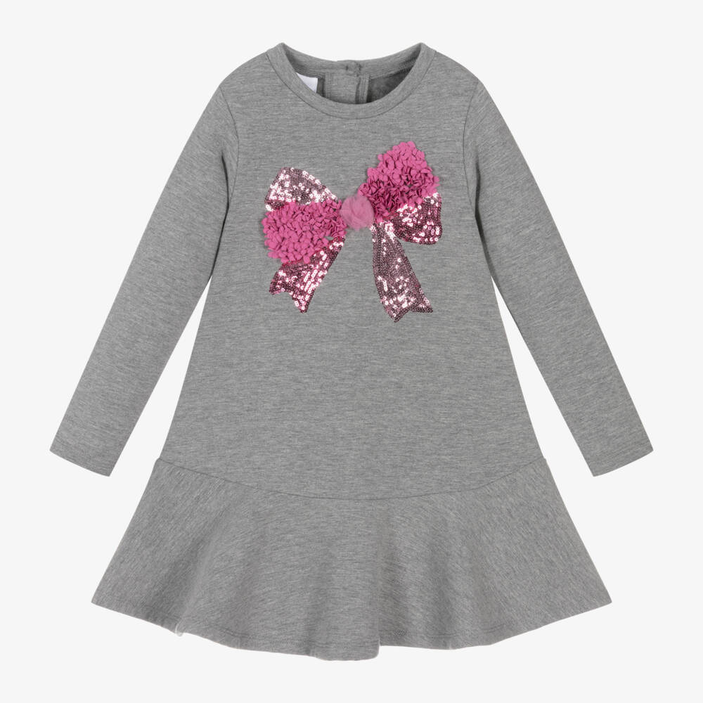 iDO Baby-Girls' Charcoal & Blush Bow Dress | Childrensalon Outlet