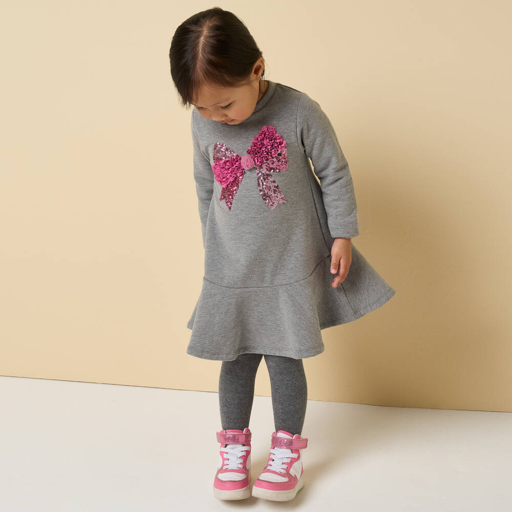 iDO Baby-Girls' Charcoal & Blush Bow Dress | Childrensalon Outlet