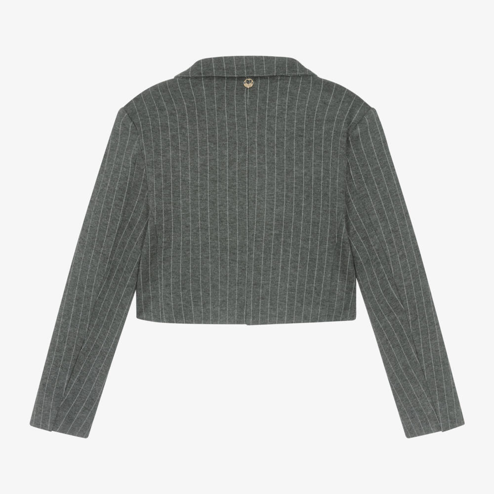 iDO Junior-Girls Charcoal Striped Short Blazer | Childrensalon Outlet