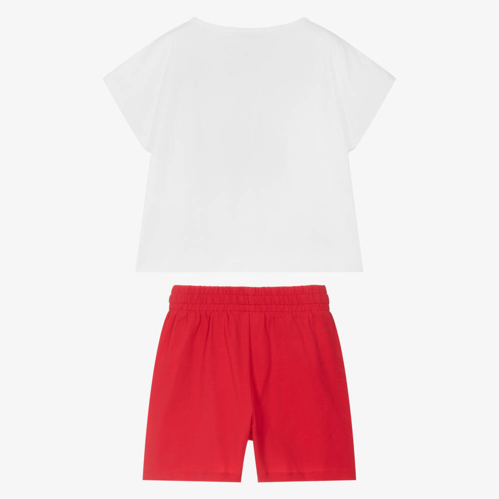 iDO Junior-Girls Cherry-Themed Cotton Shorts Ensemble | Childrensalon Outlet