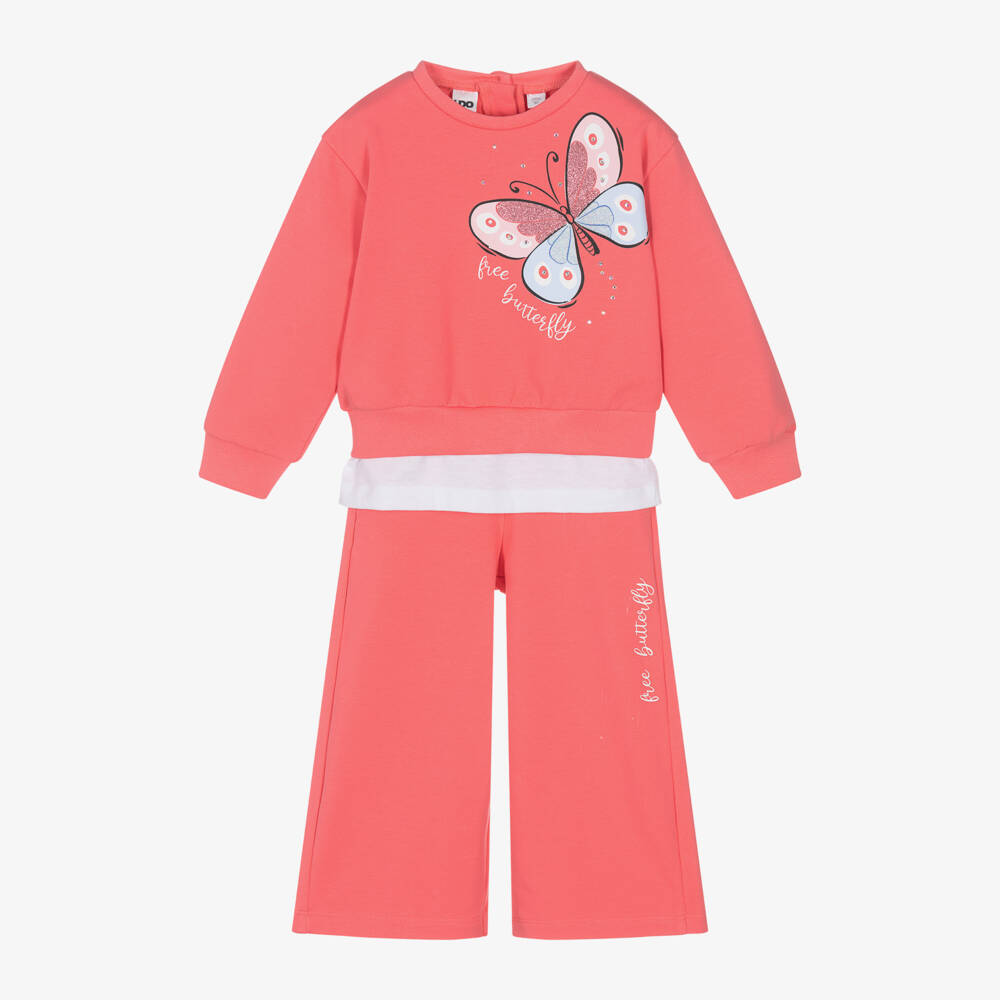 iDO Baby-Girls Coral Blossom Cozy Tracksuit Ensemble | Childrensalon Outlet