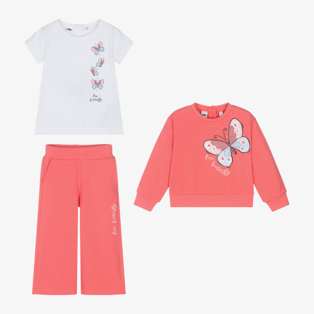 iDO Baby-Girls Coral Blossom Cozy Tracksuit Ensemble | Childrensalon Outlet