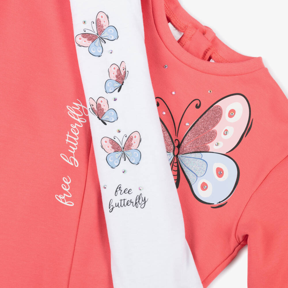 iDO Baby-Girls Coral Blossom Cozy Tracksuit Ensemble | Childrensalon Outlet