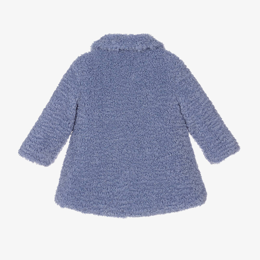 iDO Baby-Girls Cornflower Blue Bouclé Coat | Childrensalon Outlet