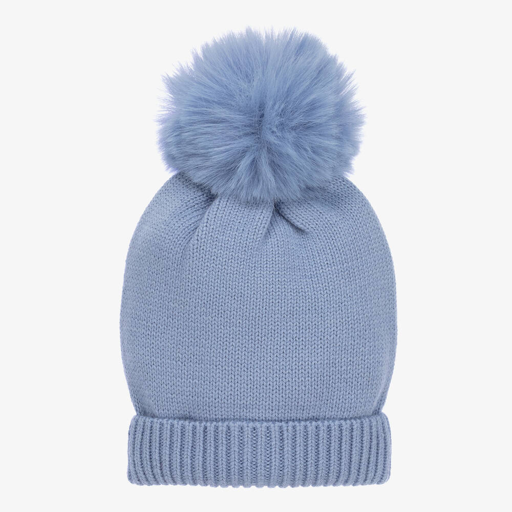 iDO Baby - Girls Cornflower Blue Pom-Pom Hat | Childrensalon