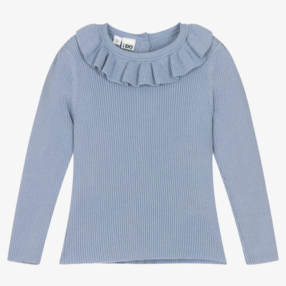 iDO Baby - Girls Cornflower Blue Ribbed Sweater | Childrensalon