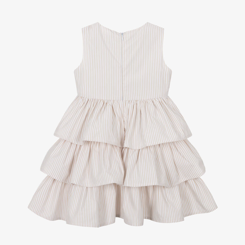 iDO Малыши-Платье в полоску из хлопка бежевое для девочек | Childrensalon Outlet