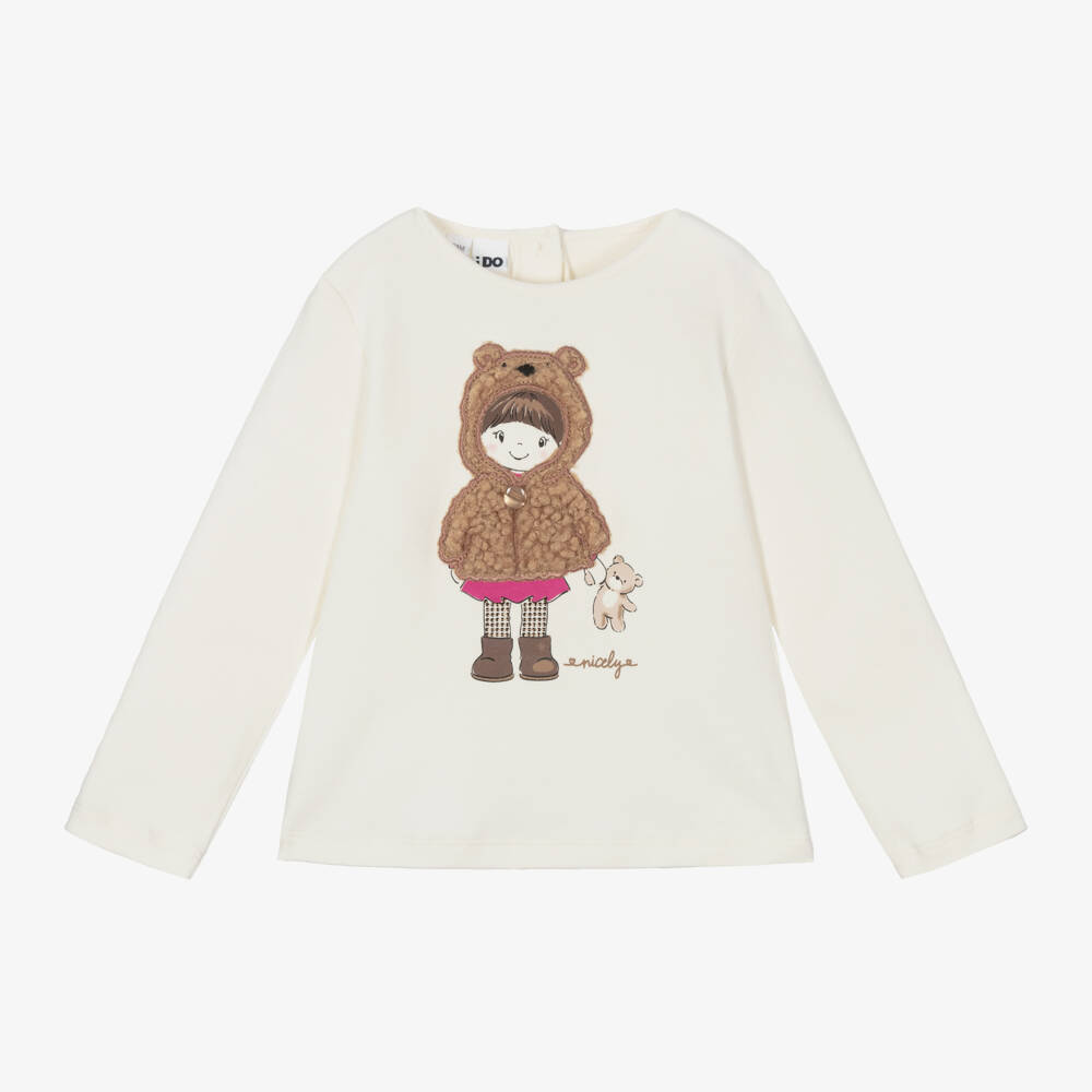 iDO Малыши-Girls Cream Teddy Bear Top | Childrensalon Outlet