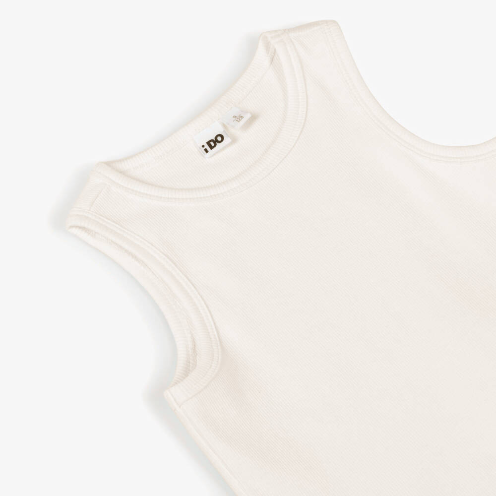 iDO Для младших-Кремовая ребристая хлопковая майка для девочек | Childrensalon Outlet