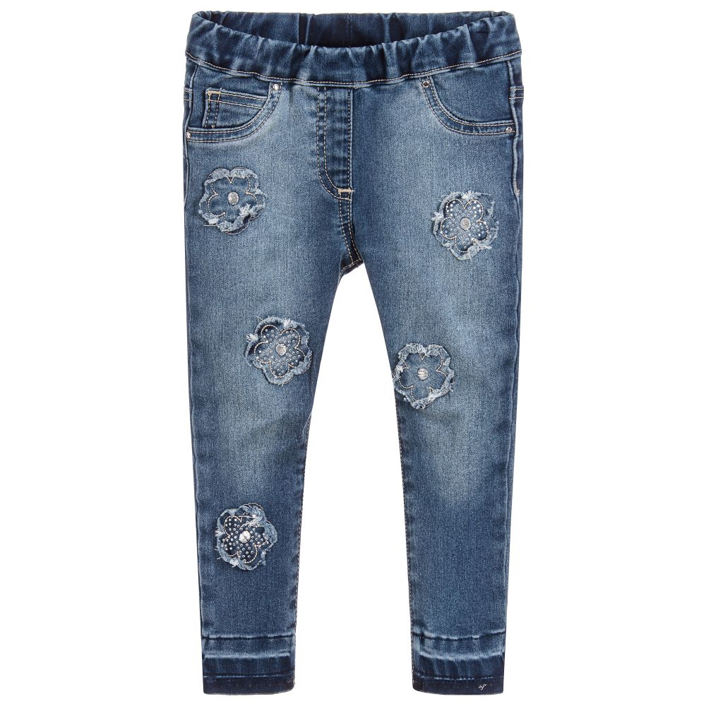 iDO Baby - Girls Denim Flower Jeans  | Childrensalon