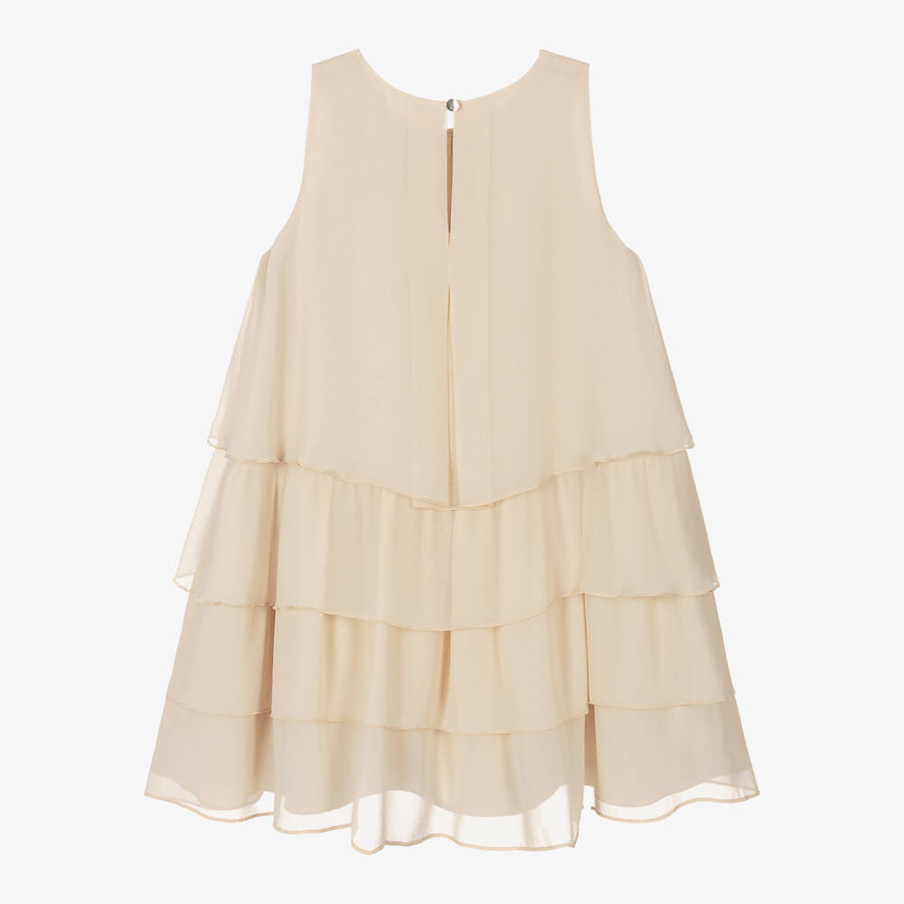 iDO Junior-فستان بناتي أنيق من طبقات الشيفون البيج | Childrensalon Outlet