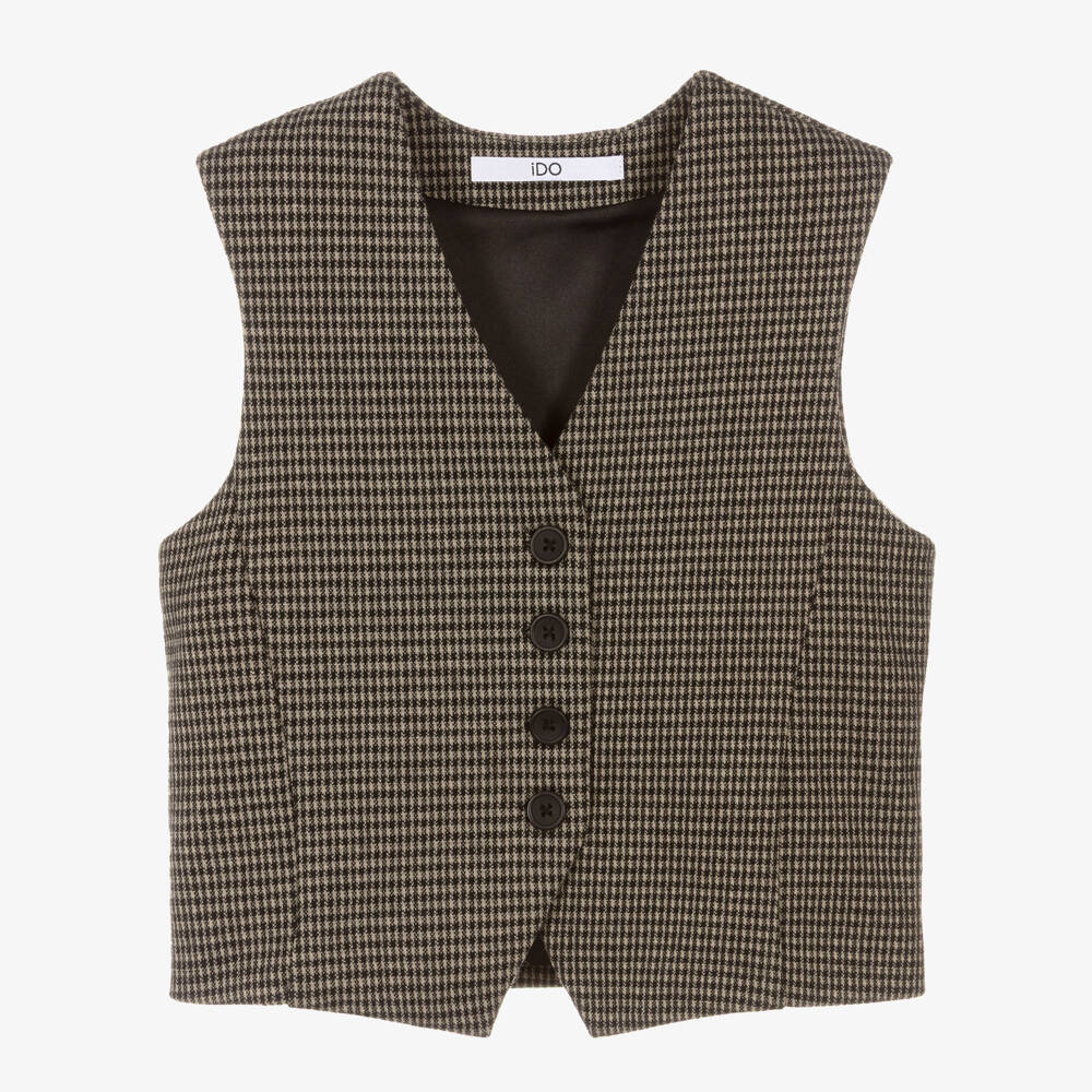 iDO Для младших-Girls Elegant Black Check Waistcoat | Childrensalon Outlet