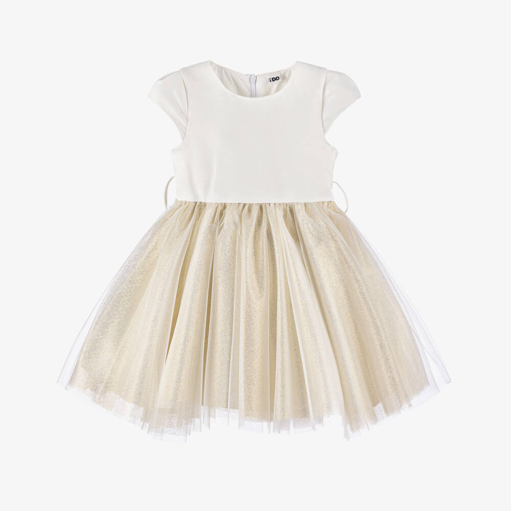 iDO Малыши-Элегантное кремовое и золотое платье для девочек | Childrensalon Outlet