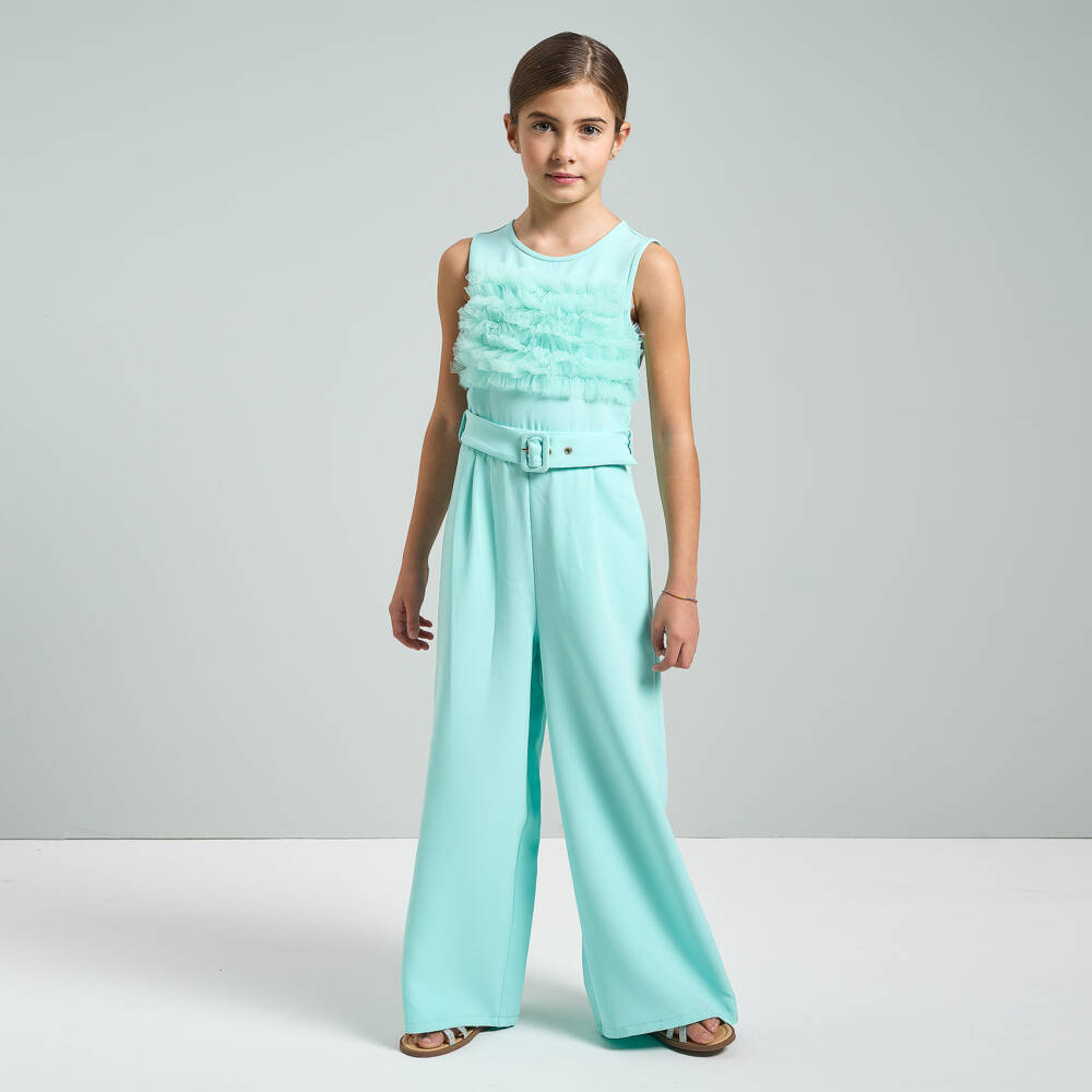 iDO Junior-Girls Emerald Ruffle Leg Jumpsuit | Childrensalon Outlet
