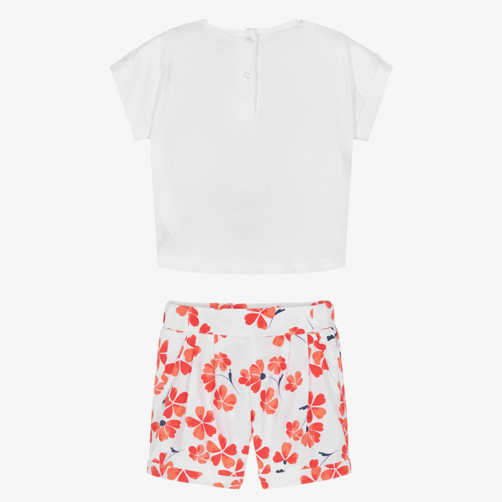iDO Малыши-Цветочный хлопковый красно-белый ансамбль для девочек | Childrensalon Outlet
