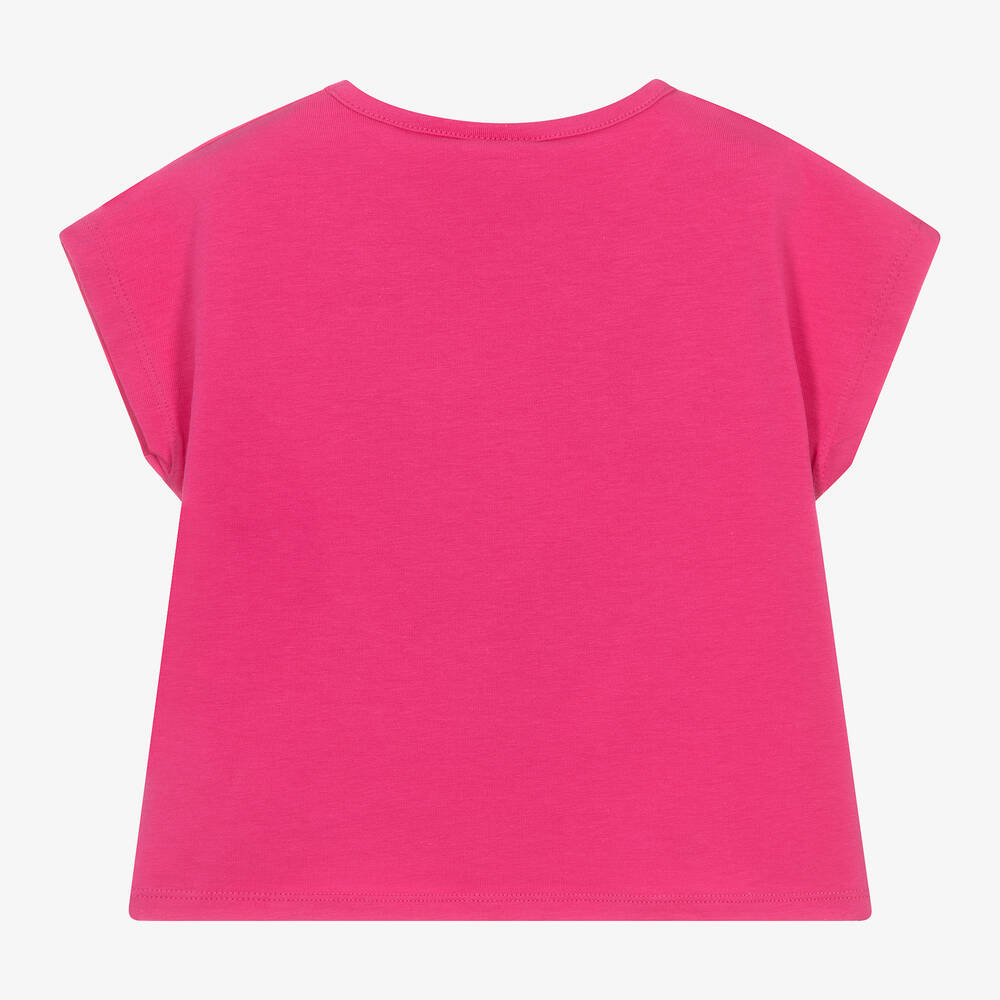 iDO Baby-Girls Fuchsia Pink Cotton Diamanté T-Shirt | Childrensalon Outlet