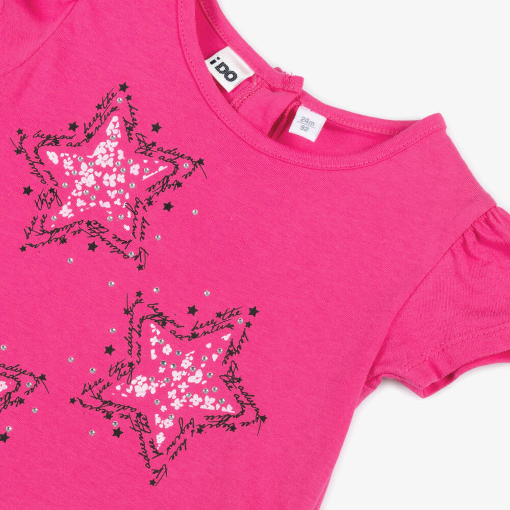 iDO Baby-Girls Fuchsia Starry Cotton Tee | Childrensalon Outlet