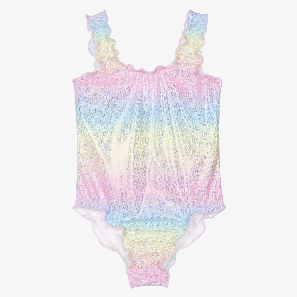 iDO-Girls Glittery Pastel Rainbow Swimsuit | Childrensalon Outlet