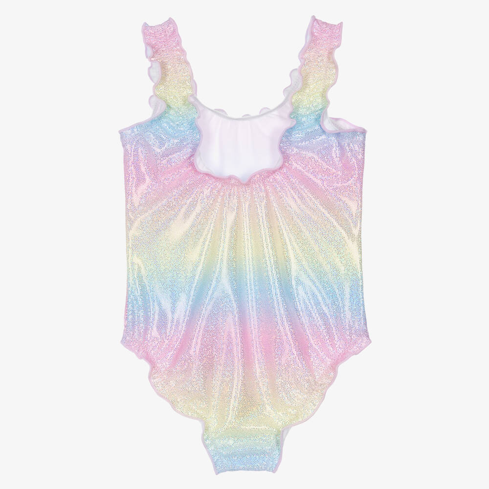 iDO-Girls Glittery Pastel Rainbow Swimsuit | Childrensalon Outlet