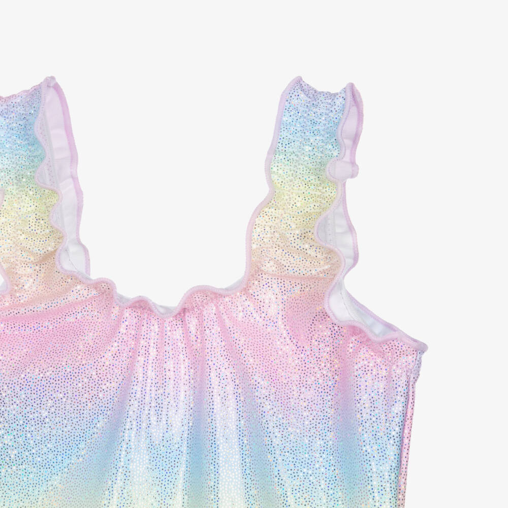 iDO-Girls Glittery Pastel Rainbow Swimsuit | Childrensalon Outlet