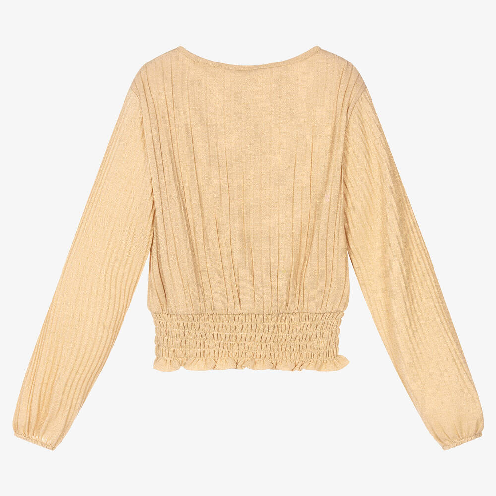 iDO Junior-توب بكسرات مزيج فيسكوز محبوك لون ذهبي للبنات | Childrensalon Outlet