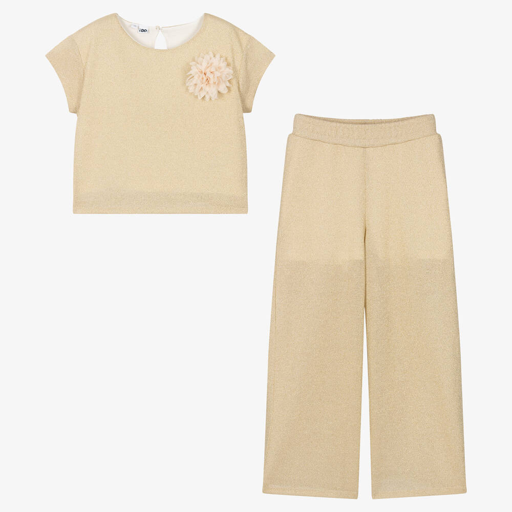 iDO Для младших-Золотистый топ и брюки с люрексом | Childrensalon Outlet