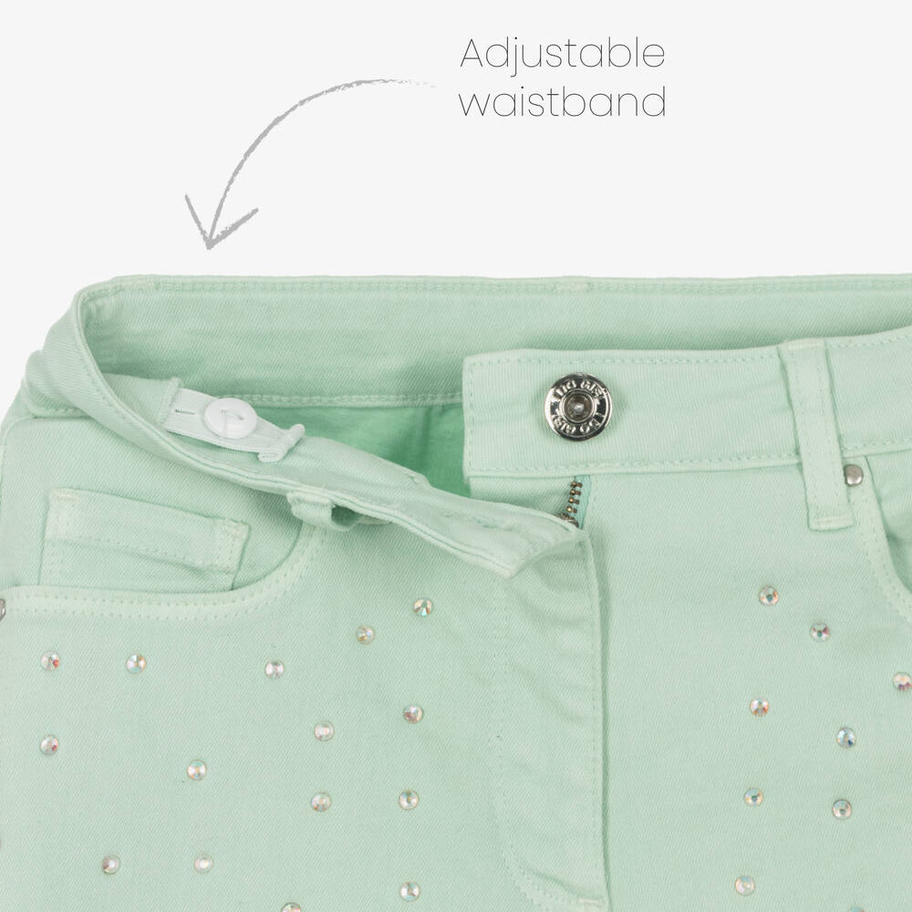 iDO Для младших-Girls Green Rhinestone Denim Shorts | Childrensalon Outlet