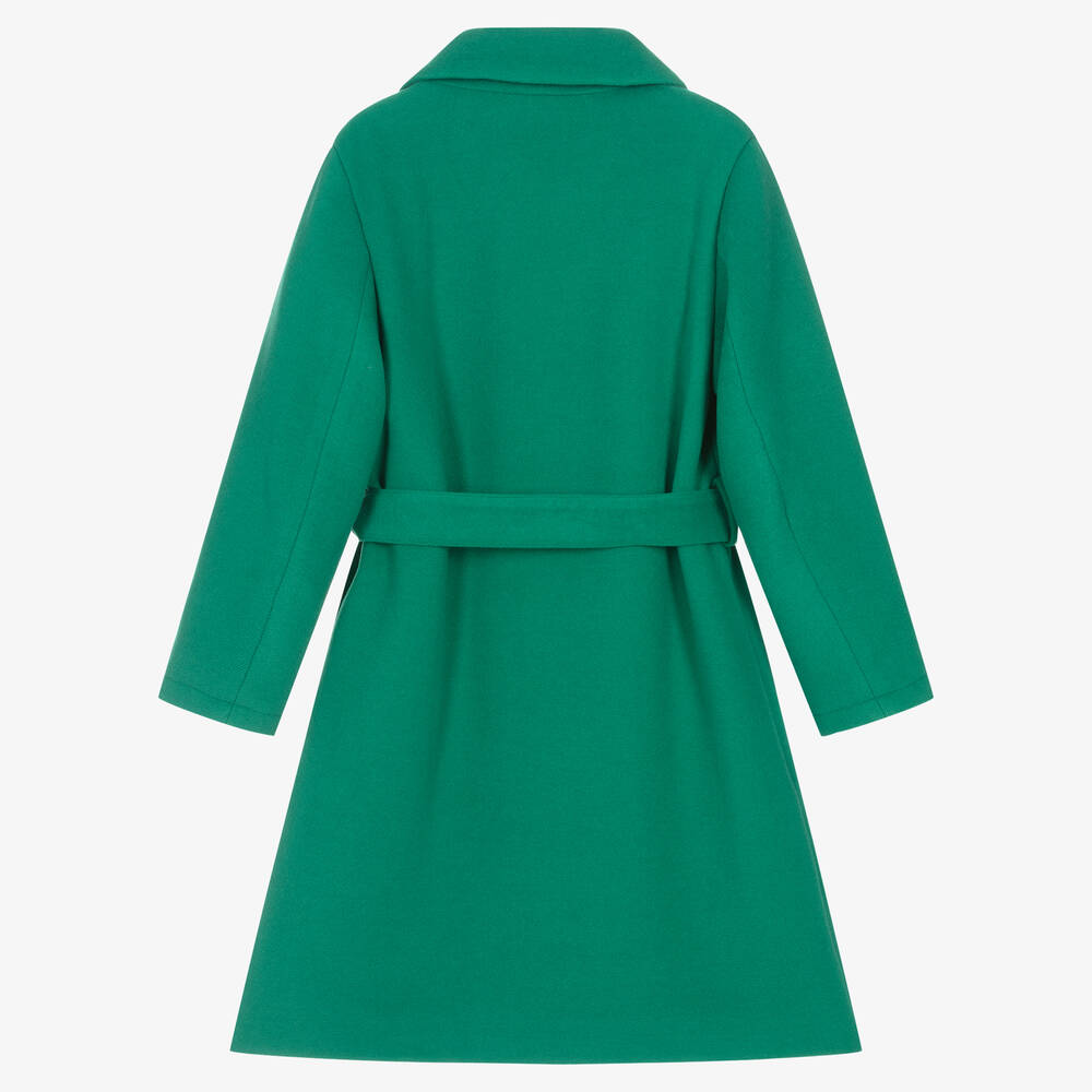 iDO Junior-Girls Green Viscose Twill Coat | Childrensalon Outlet
