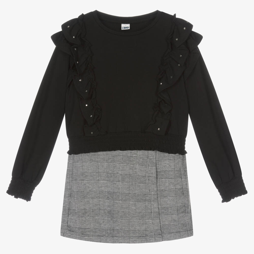 iDO Junior-Girls Grey Check Skort Set | Childrensalon Outlet