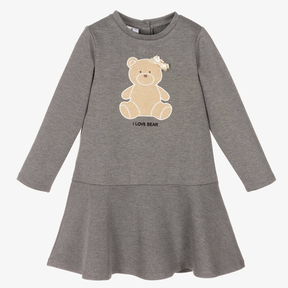 iDO Baby - Robe grise jersey ours fille | Childrensalon