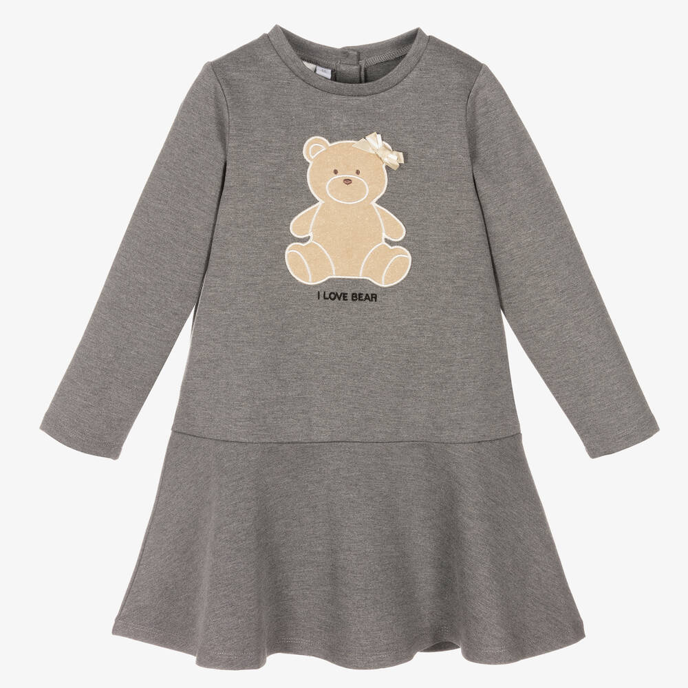 iDO Baby-Girls Grey Jersey Bear Dress | Childrensalon Outlet