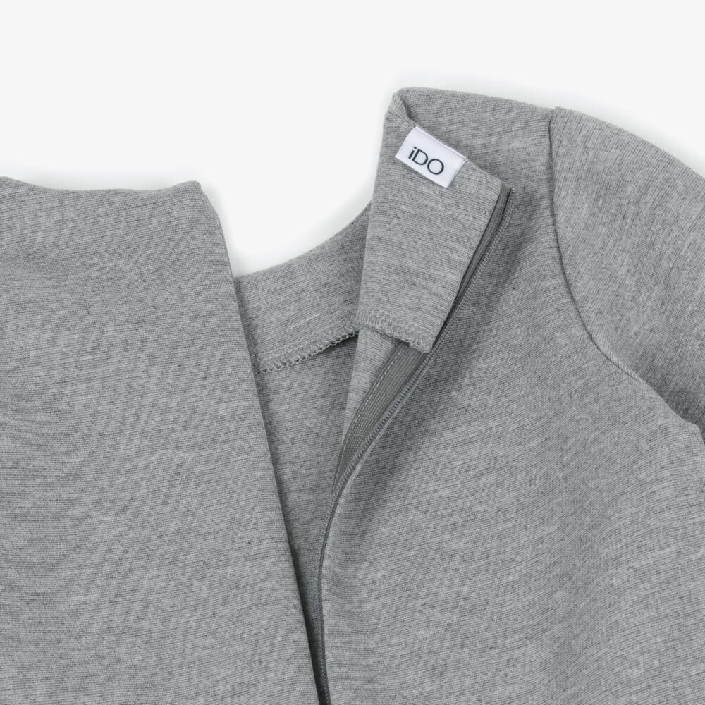 iDO-Girls Grey Jersey Dress with Diamantés and Ruffle Trims | Childrensalon Outlet