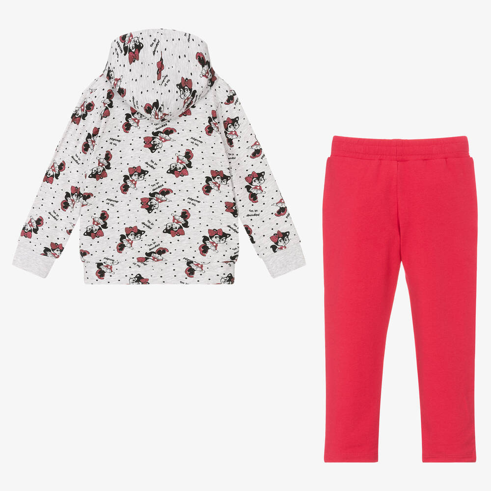 iDO Baby Girls Grey Pink Cat Tracksuit Childrensalon Outlet