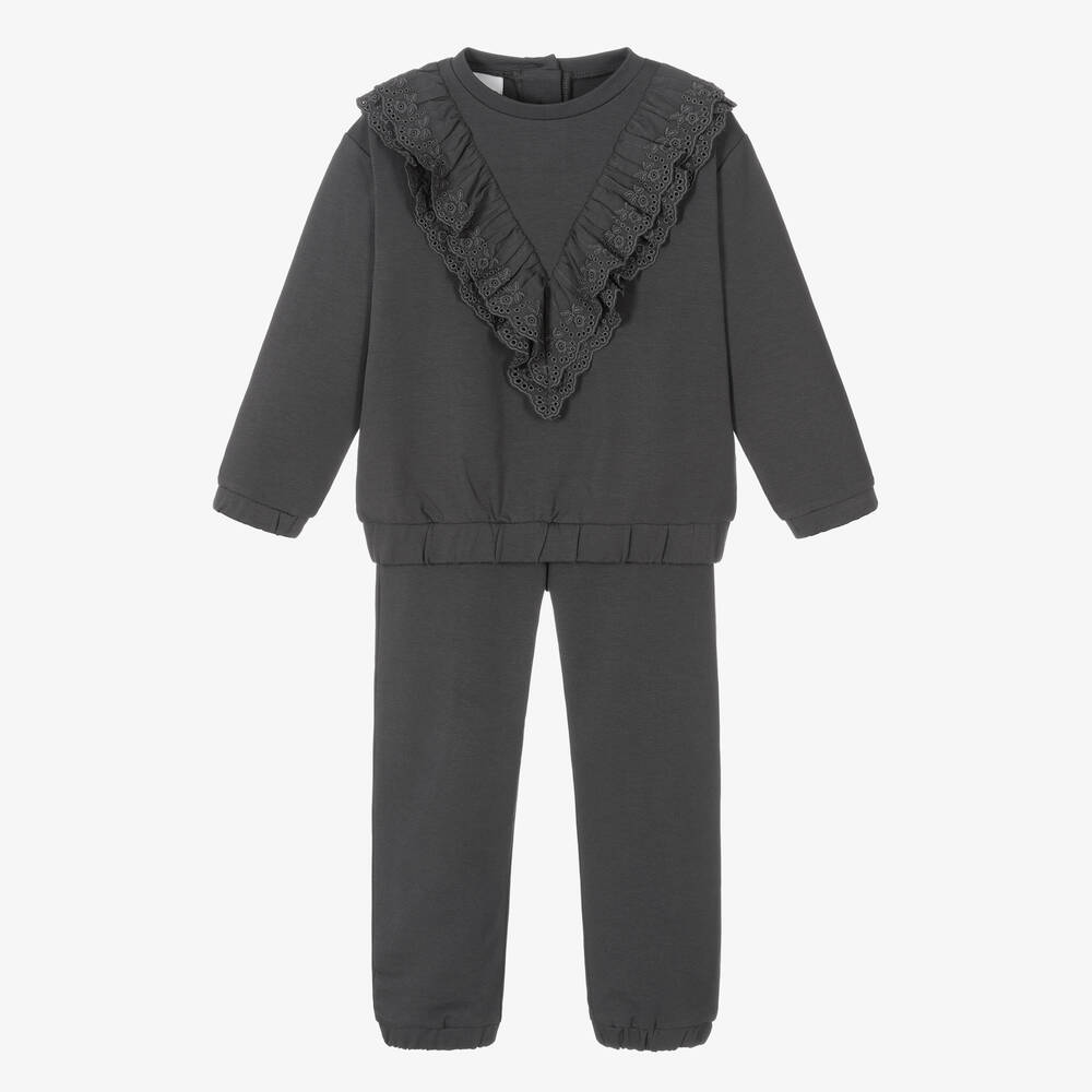 iDO Baby - Grauer, gerüschter Trainingsanzug (M) | Childrensalon