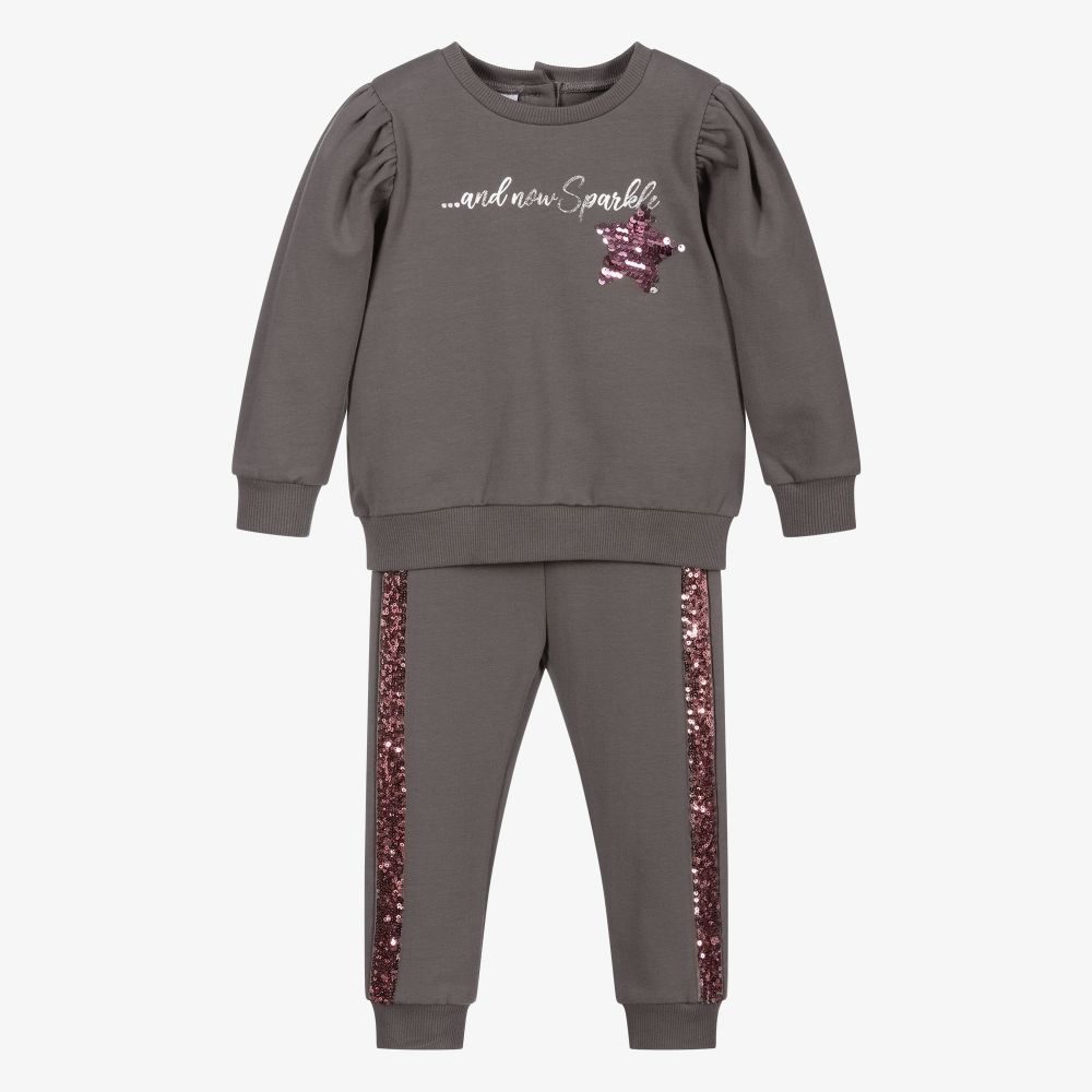 iDO Малыши-Серый спортивный костюм с пайетками для девочек | Childrensalon Outlet