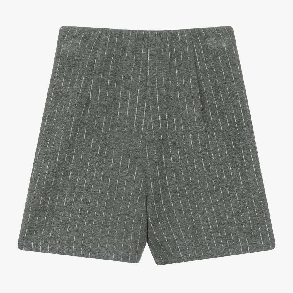 iDO Junior-Girls Grey Striped Skirt-Shorts | Childrensalon Outlet